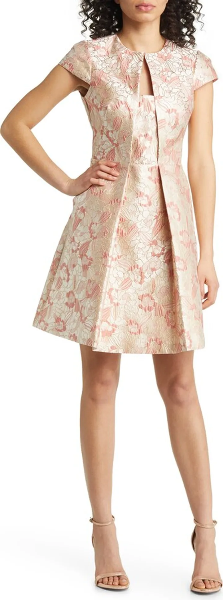 Floral Jacquard Fit & Flare Cocktail Dress