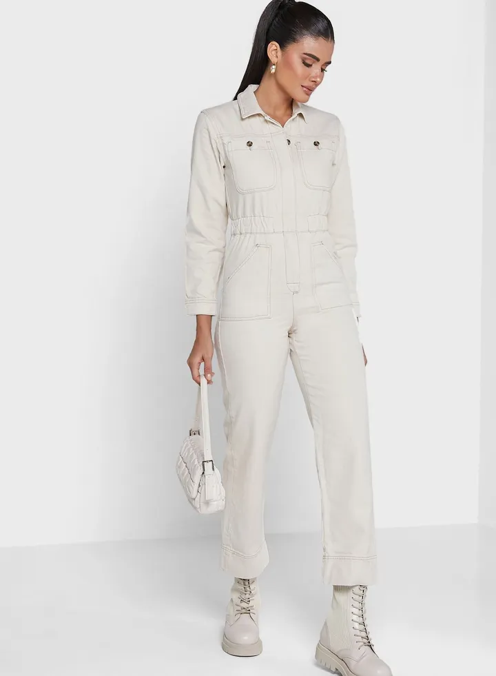 Pocket Detail Denim Jumpsuit