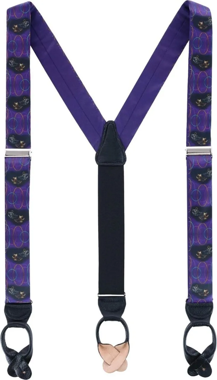 Trafalgar Mardi Gras Celebration Silk Button End Suspenders