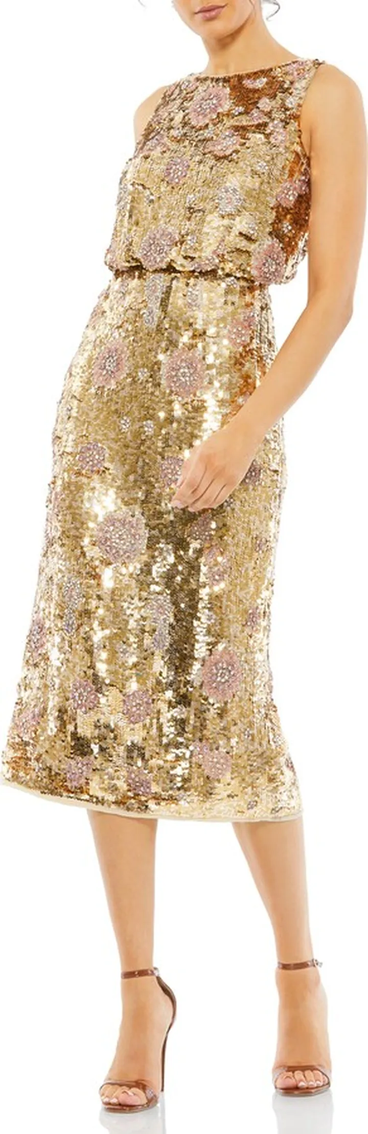 Bead & Sequin Sleeveless Cocktail Dress