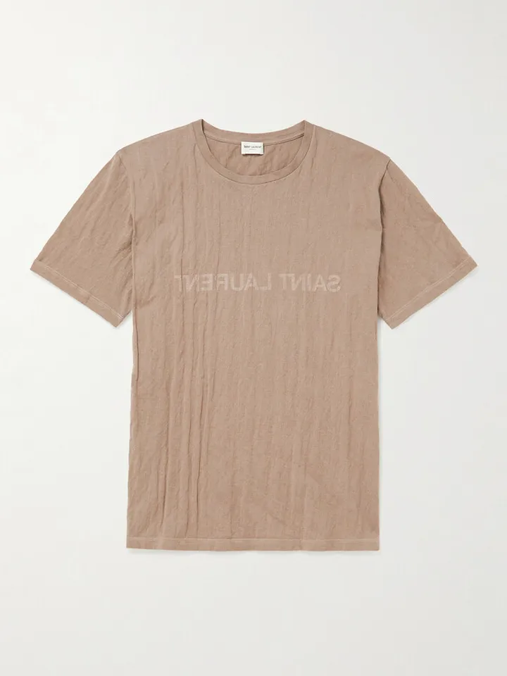 Logo-Print Crinkled Cotton-Blend Jersey T-Shirt