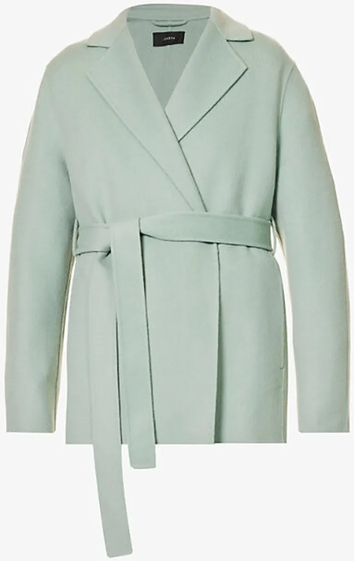 Womens Sage Cenda Short Double Faced Wool and Cashmere-blend Coat