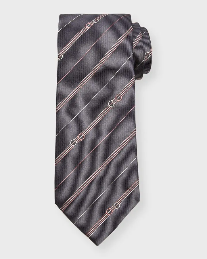 Men's Gancini Stripe Silk Tie