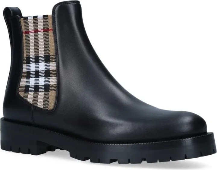 Burberry Leather Vintage Check Chelsea Boots