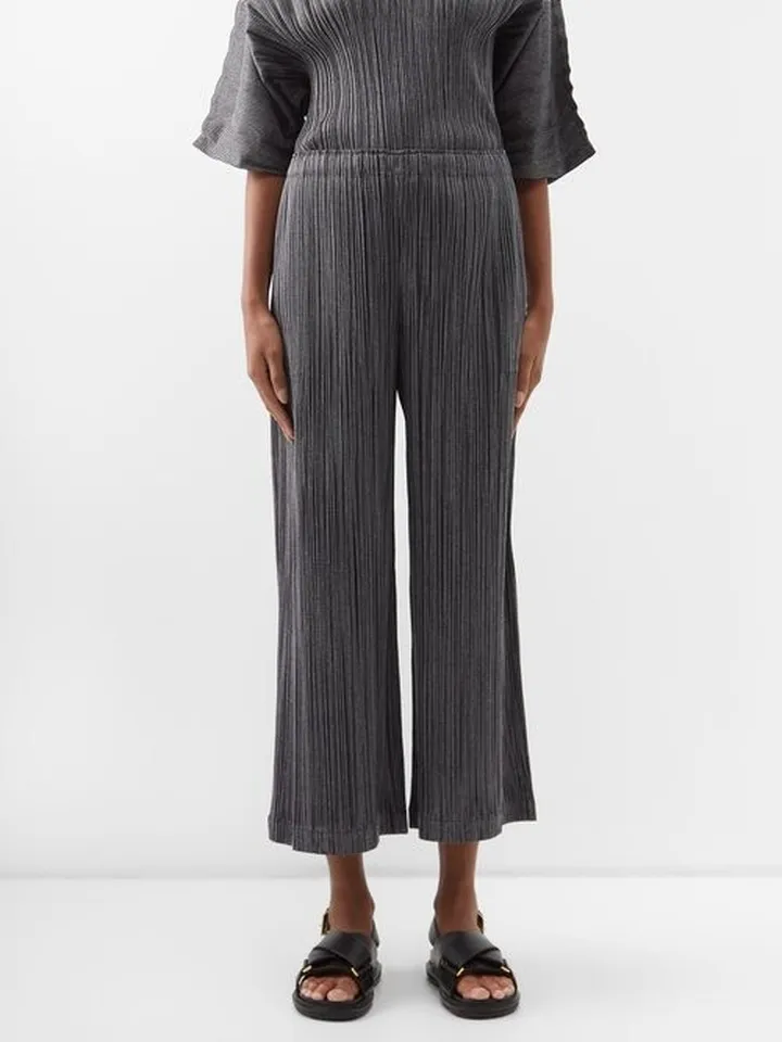 Cropped Technical-pleated Trousers
