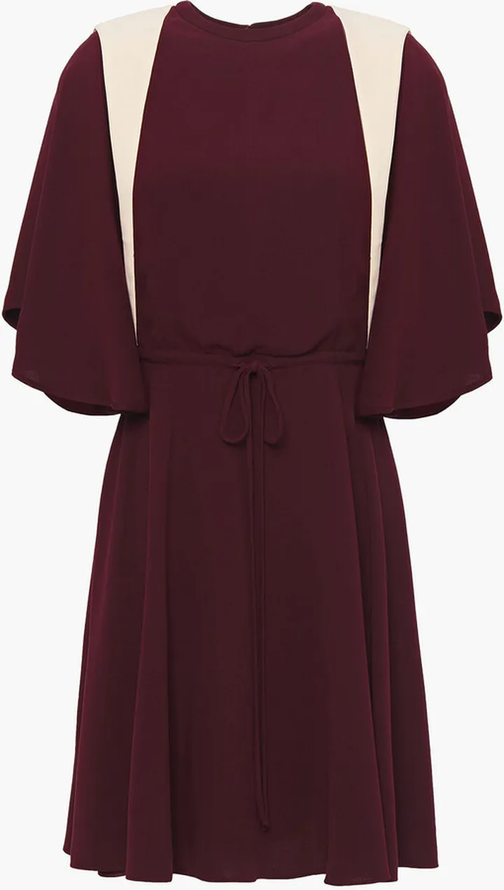 Two-tone silk-crepe dress