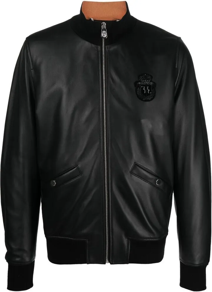Zip-Up Leather Bomber Jacket