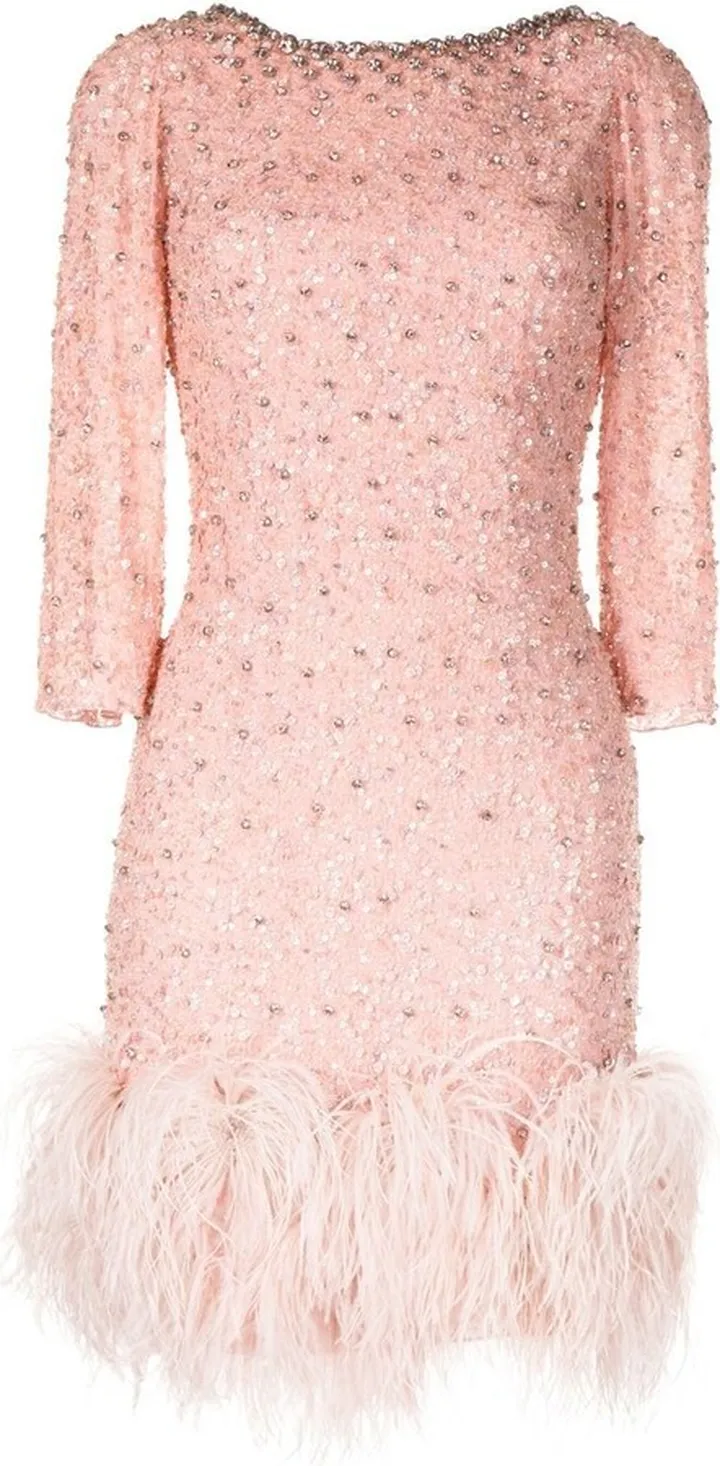 Petuwia crystal feather-trim dress