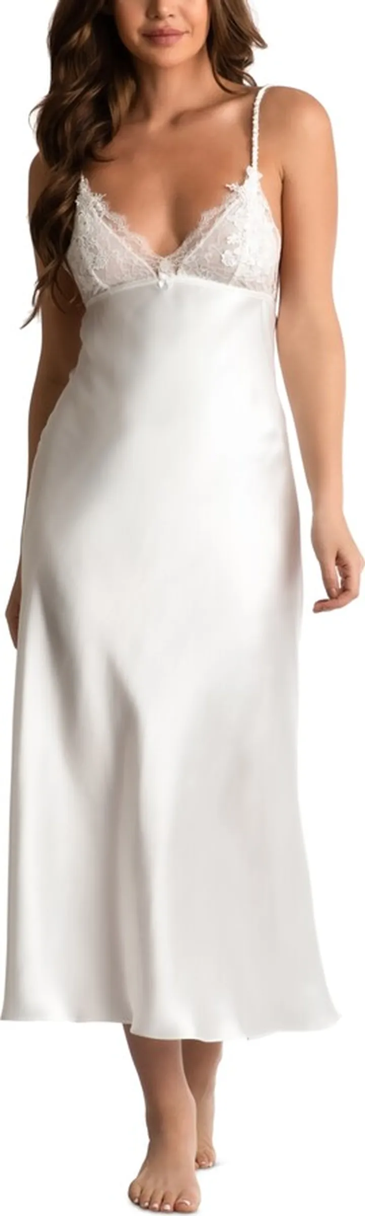 Linea Donatella Women's Satin Lace-Trim Nightgown