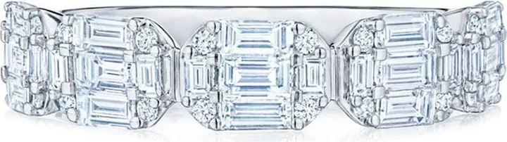 18kt white gold diamond Sunburst partway band ring