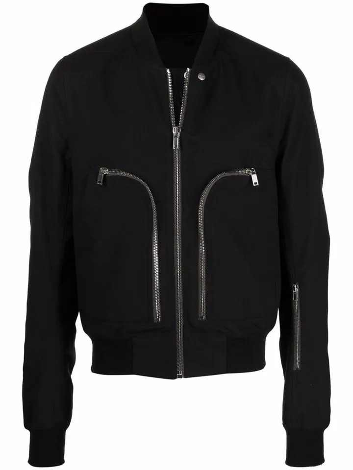 Zip-Up Fitted Bomber Jacket