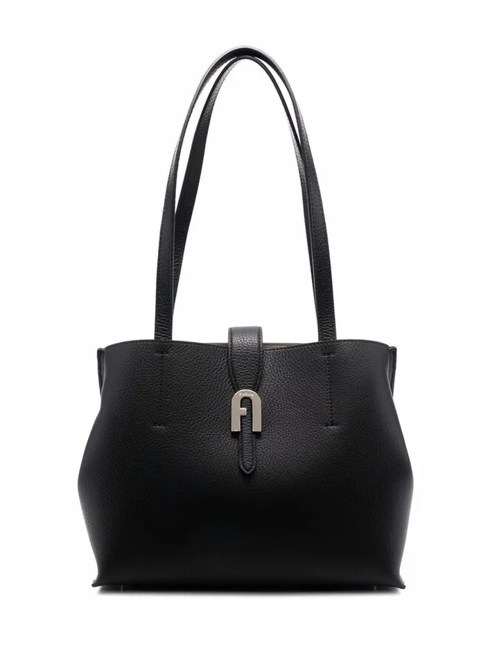 Logo-Plaque Leather Tote Bag