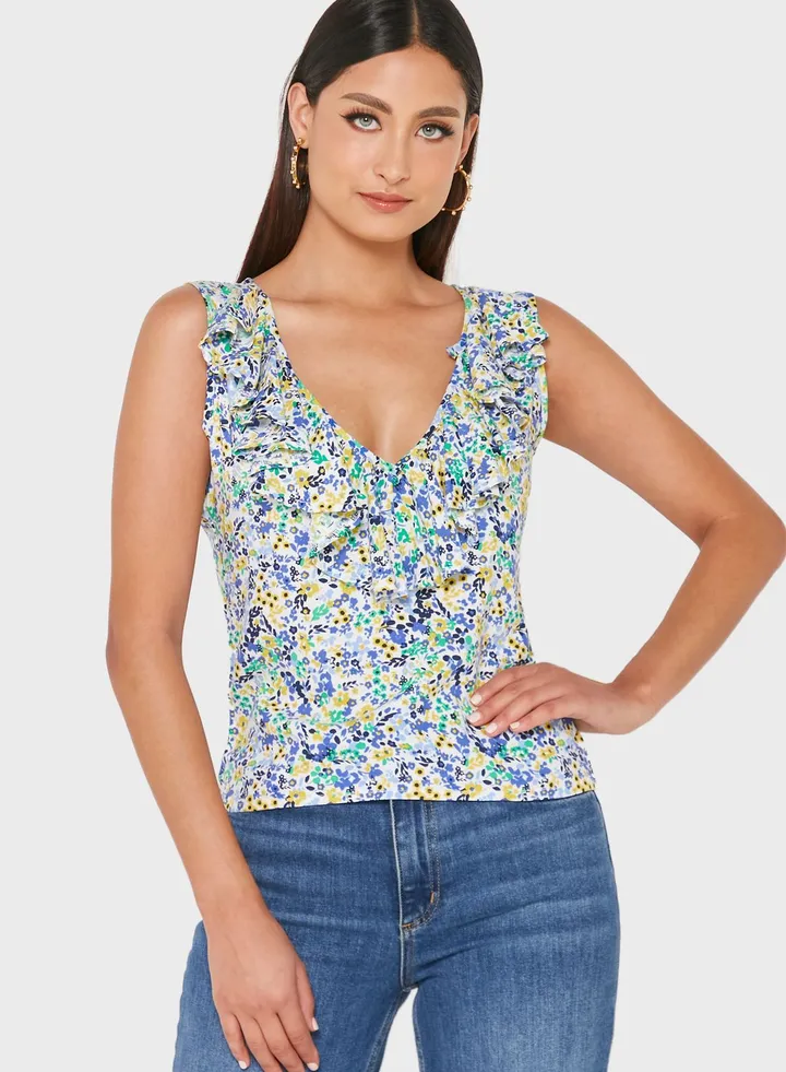 Ruffle Neckline Top