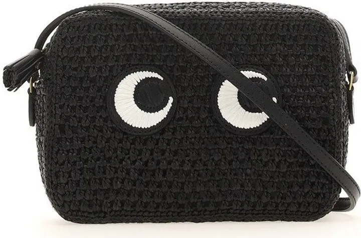 Anya Hindmarch Raffia Eyes Zip-Up Crossbody Bag