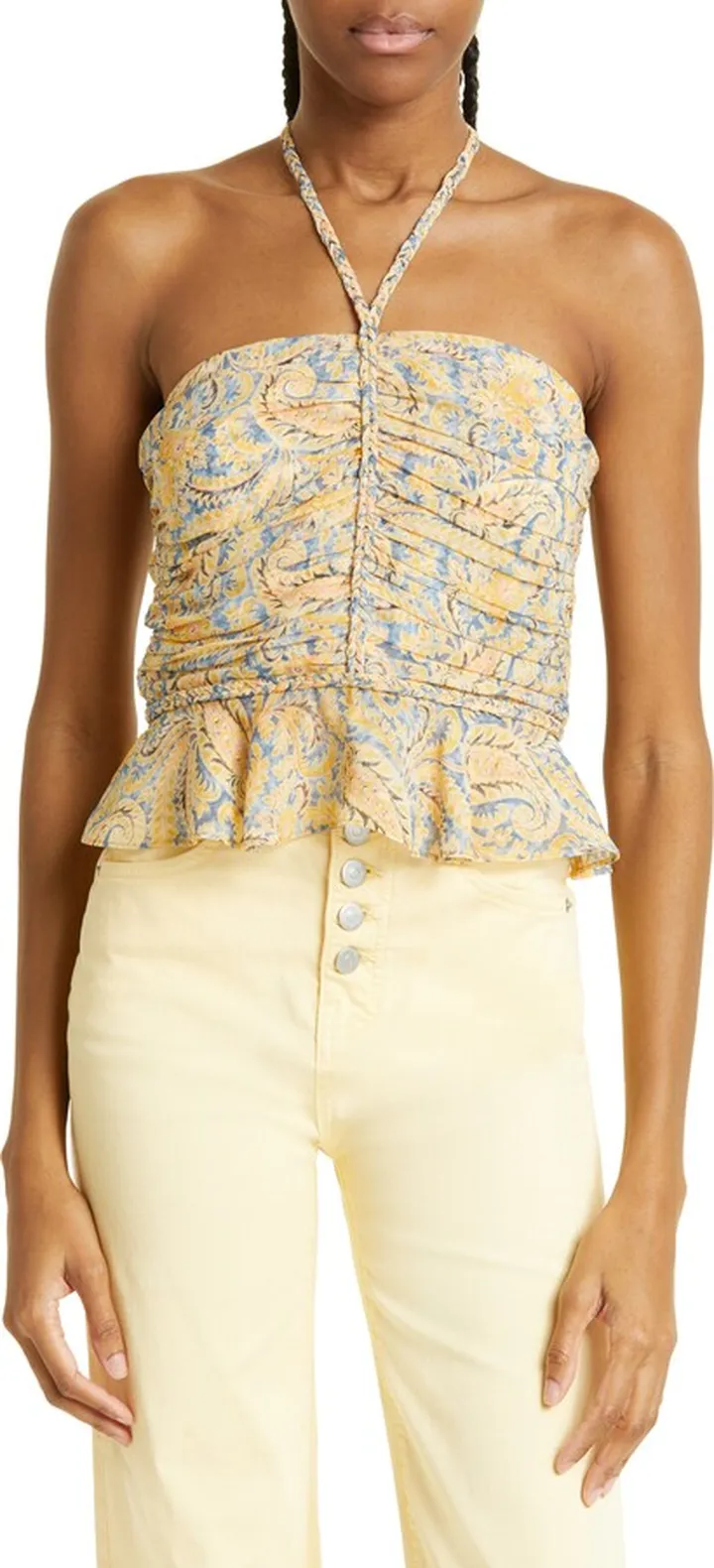 Arienne Paisley Silk Halter Top