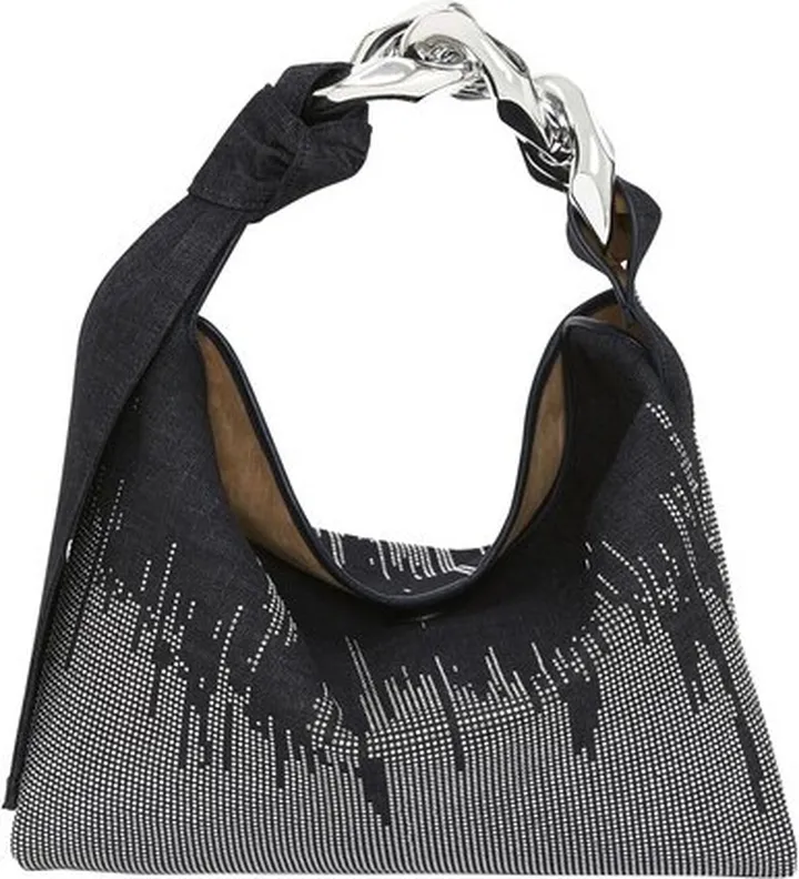Small Chain Hobo - Hotfix Denim Shoulder Bag