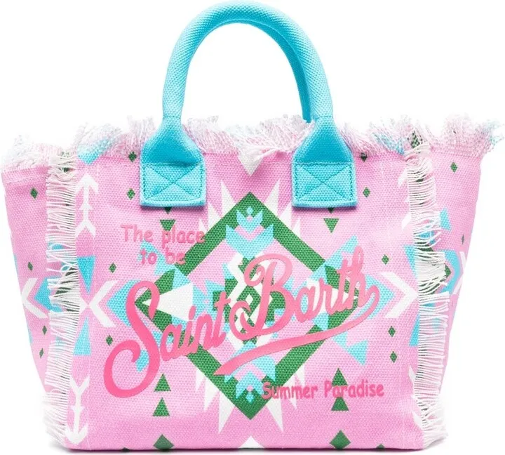 Vanity geometric-print beach bag