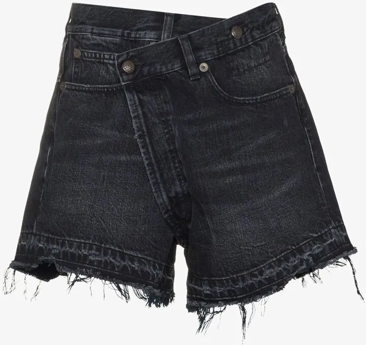 Asymmetric Waist Denim Shorts
