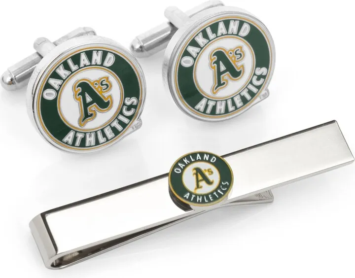 MLB Oakland A's Cuff Links & Tie Bar Gift Set