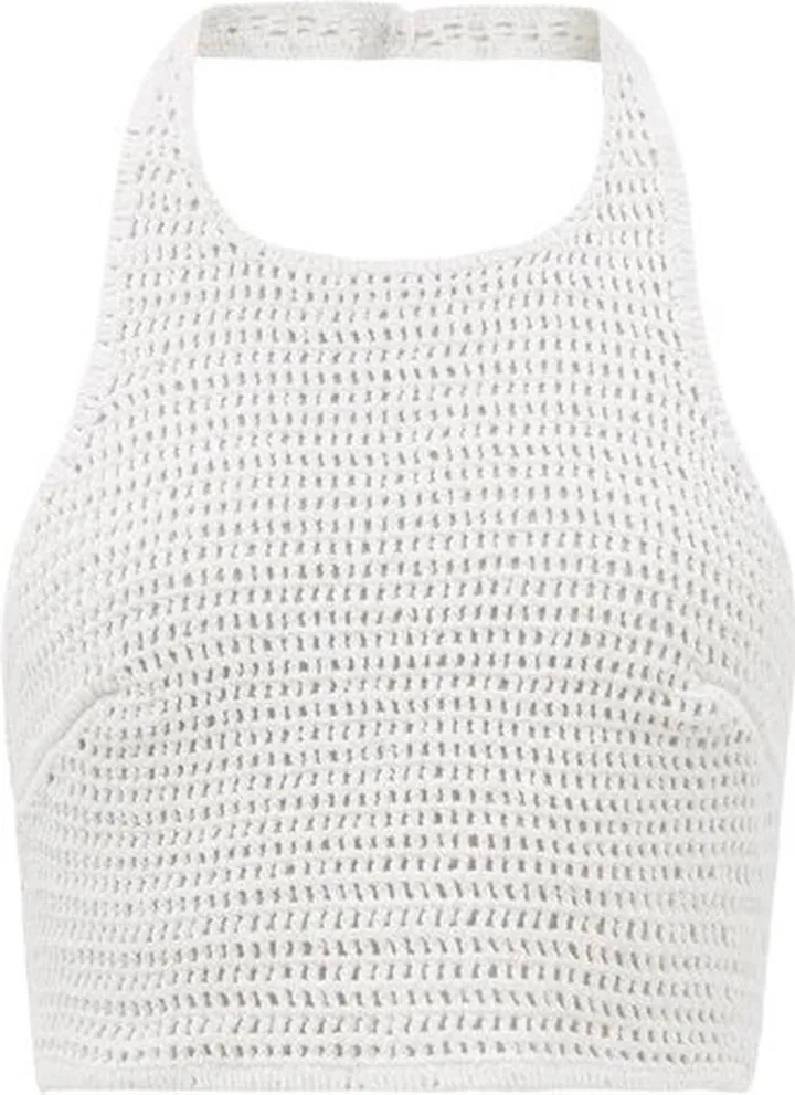 Lorem Cropped Cotton-crochet Halterneck Top