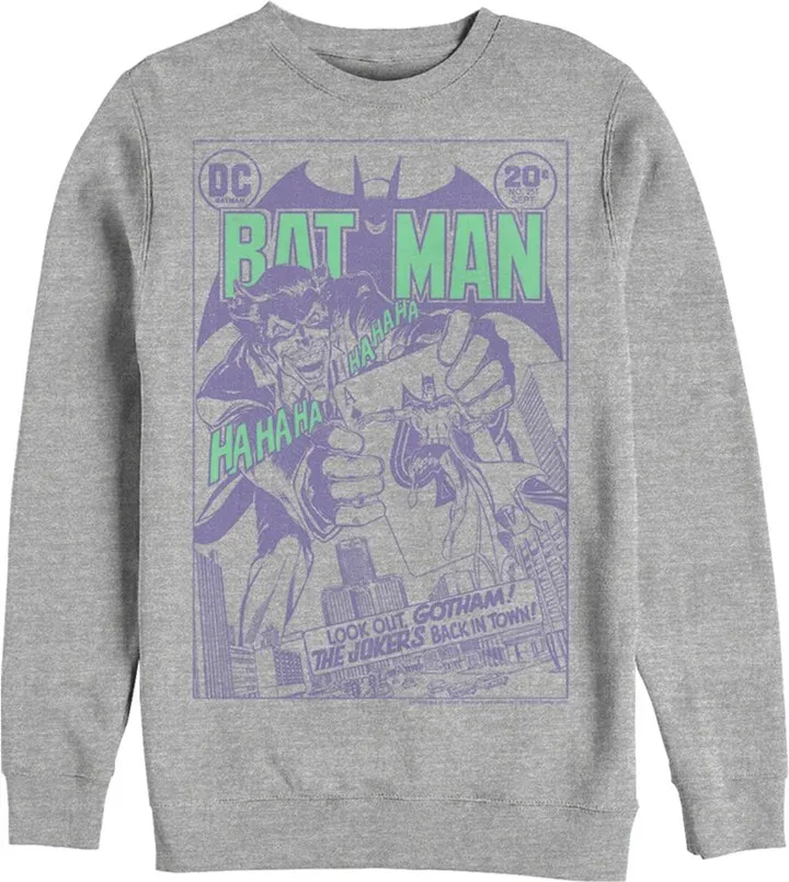 Men's Batman Joker Back in Town Sweatshirt - Athletic Heather - Medium