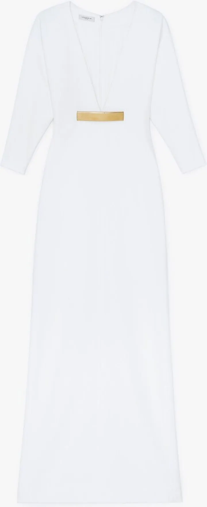 Viscose Cady Metal Plate V Neck Gown