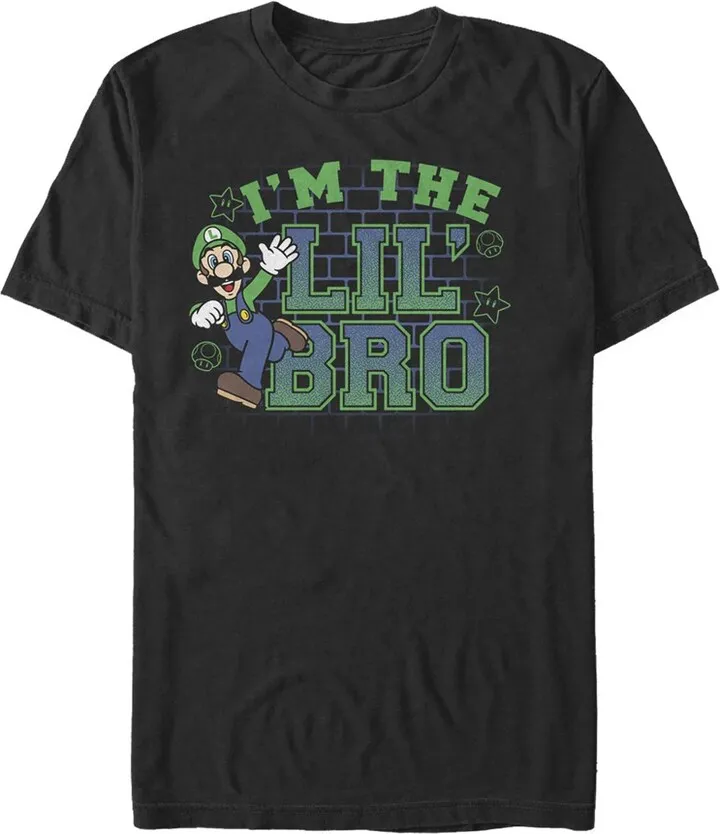 Men's Nintendo Luigi Lil' Bro T-Shirt - Black - Large