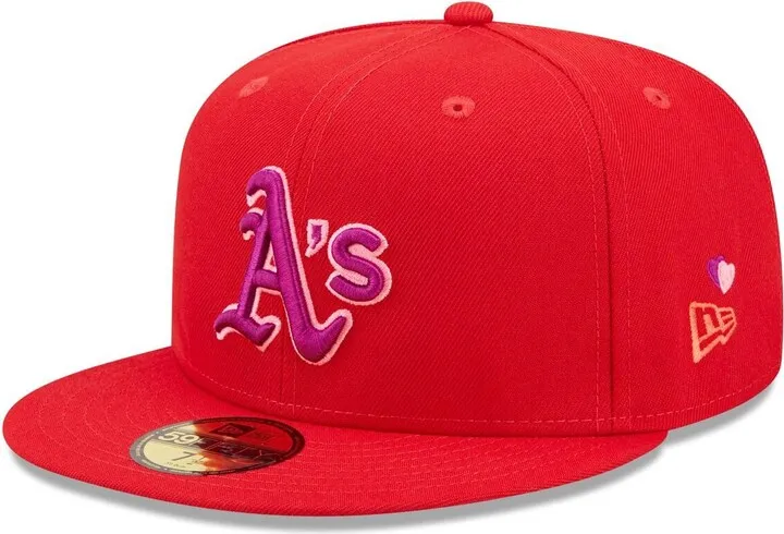 Men's New Era Red Oakland Athletics Purple Undervisor 59FIFTY Fitted Hat