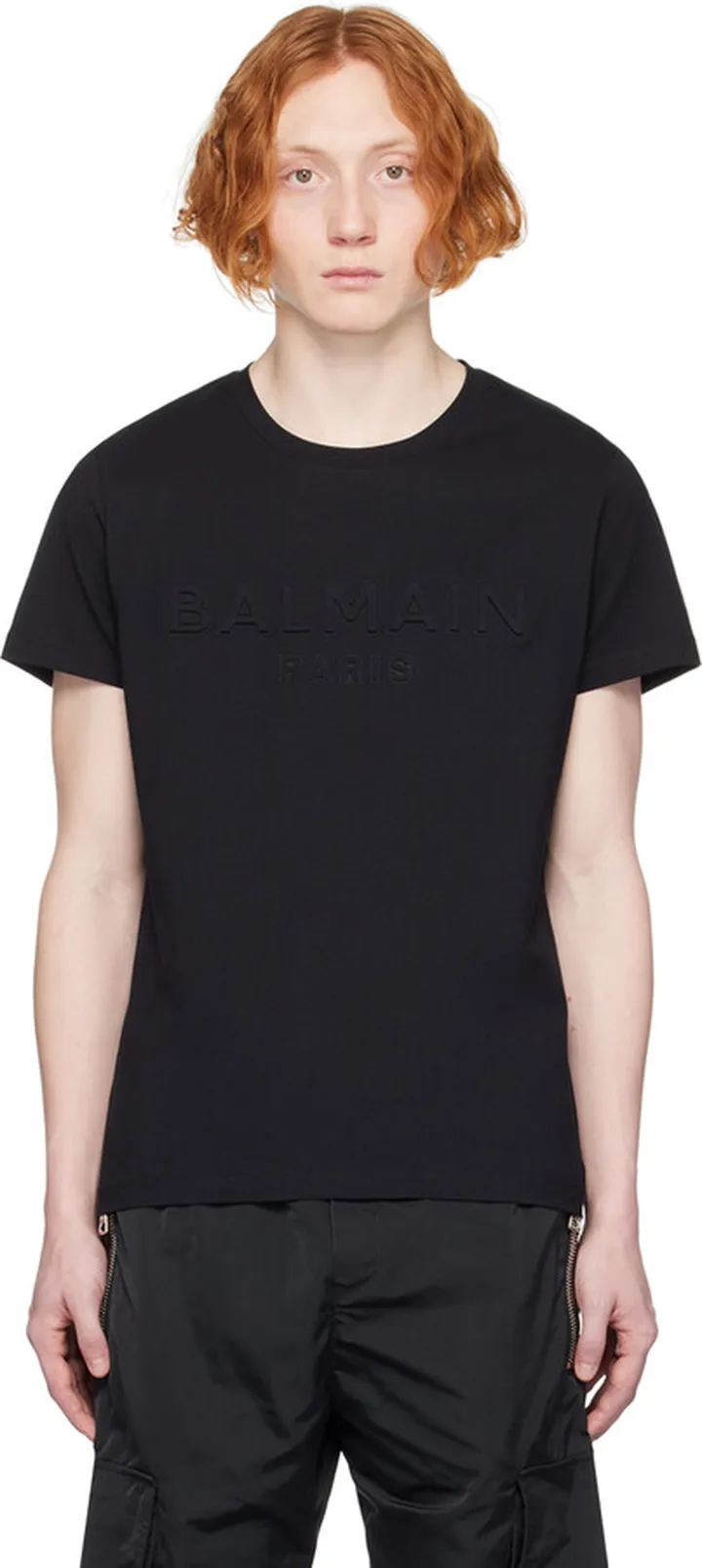 Balmain Black Embossed T-Shirt