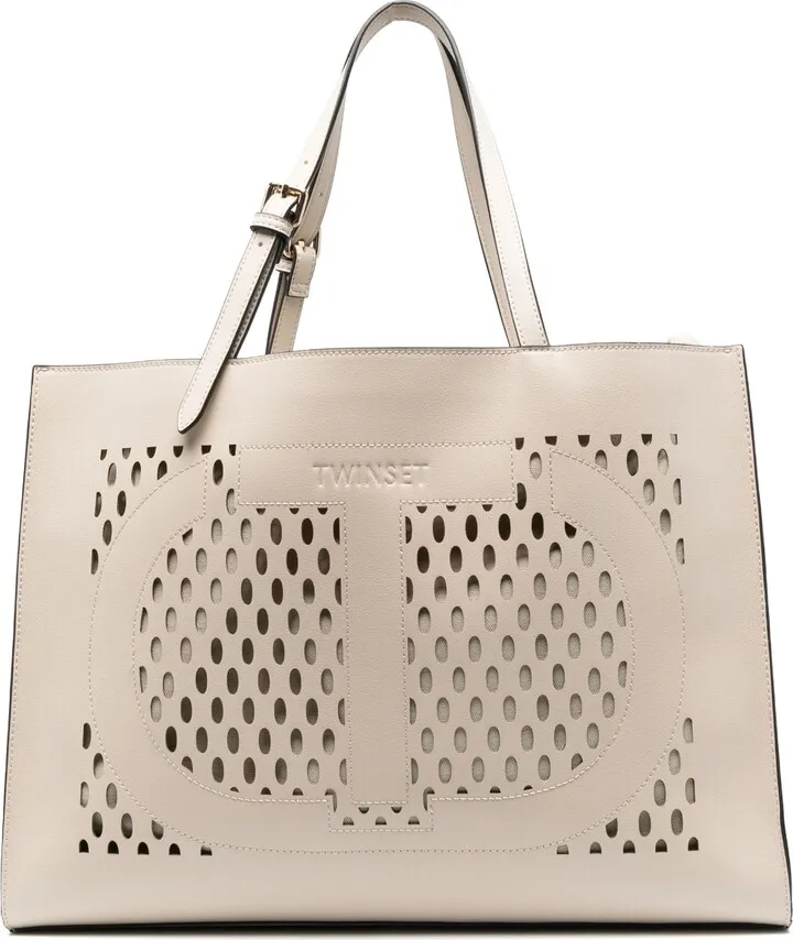 Perforated Faux-Leather Tote Bag