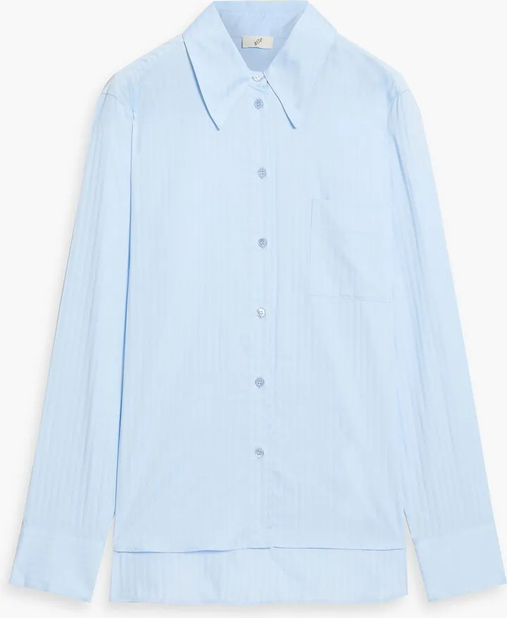 Striped cotton and silk-blend jacquard shirt