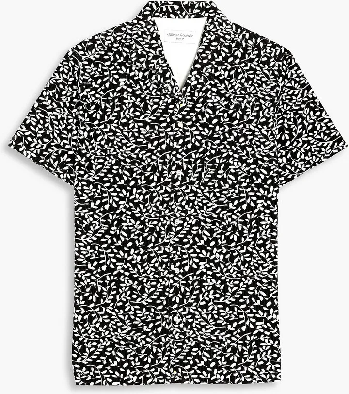 Dario floral-print cotton-seersucker shirt