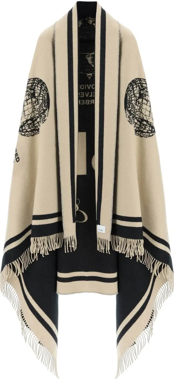 Burberry Fringed Wool Cashmere Cape