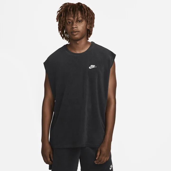 Men's Nike Sportswear Club Fleece Terry Sleeveless Top in Black
