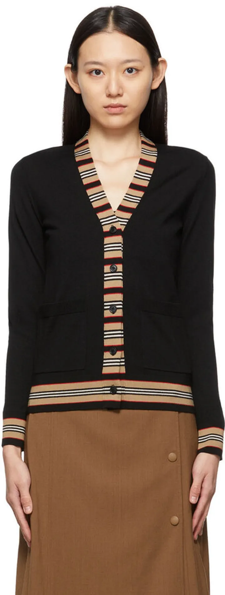 Burberry Black Icon Stripe Cauca Cardigan