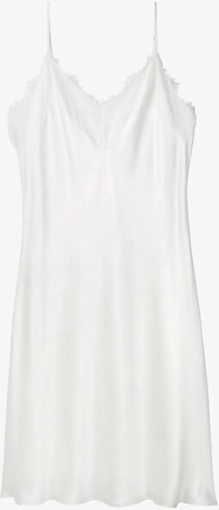 Womens Ivory Lace-trimmed V-neck Silk Nightdress