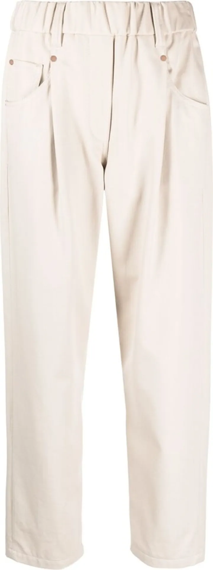 Elasticated Straight-Leg Trousers