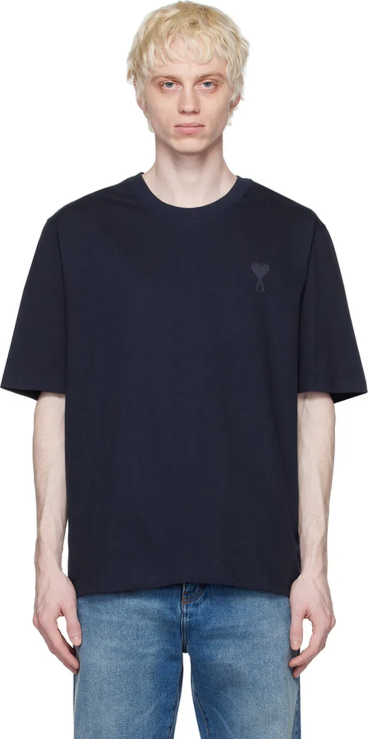 AMI Alexandre Mattiussi Navy Ami de Cœur T-Shirt