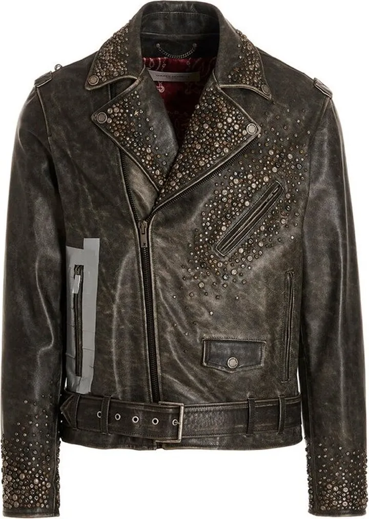 Golden Goose Deluxe Brand Distressed Leather Biker Jacket