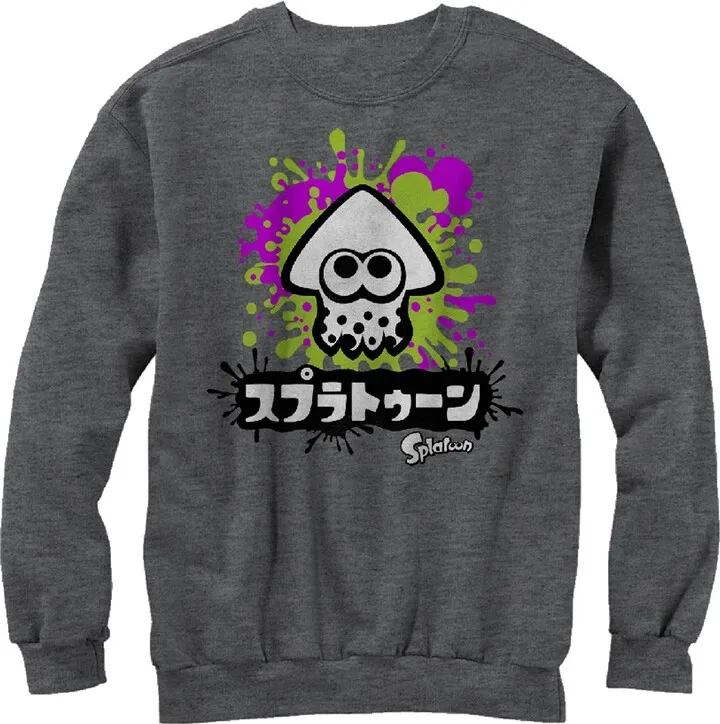 Men's Nintendo Splatoon Inkling Squid Sweatshirt - Charcoal Heather - 2X Large