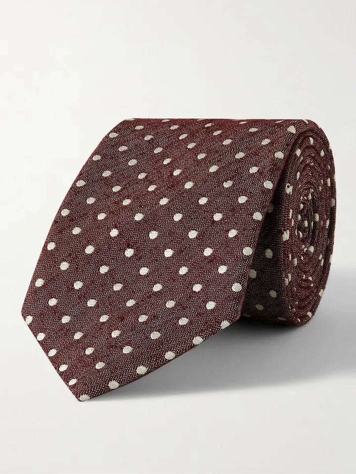 8cm Polka-Dot Slub Silk-Jacquard Tie