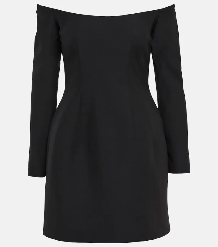 Off-the-shoulder crepe minidress