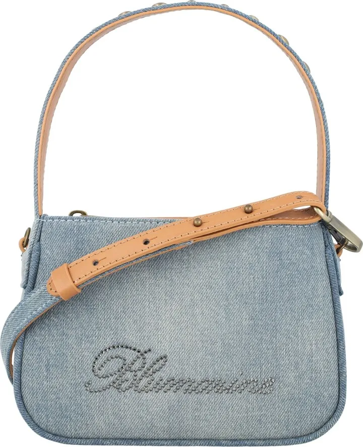 Rhinstone Logo Denim Bag