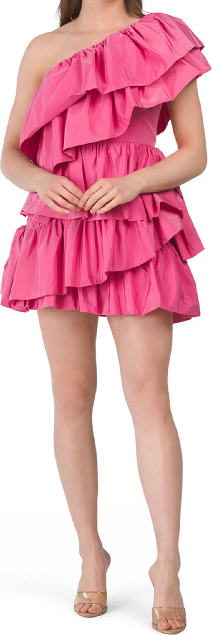 One Shoulder Tiered Mini Dress