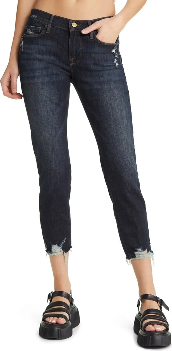 Le Garcon Chewed Hem Crop Boyfriend Jeans
