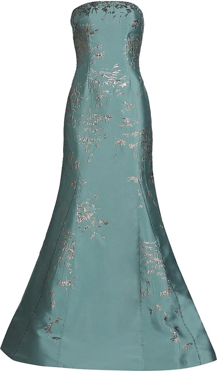 Embroidered Floor-Length Gown