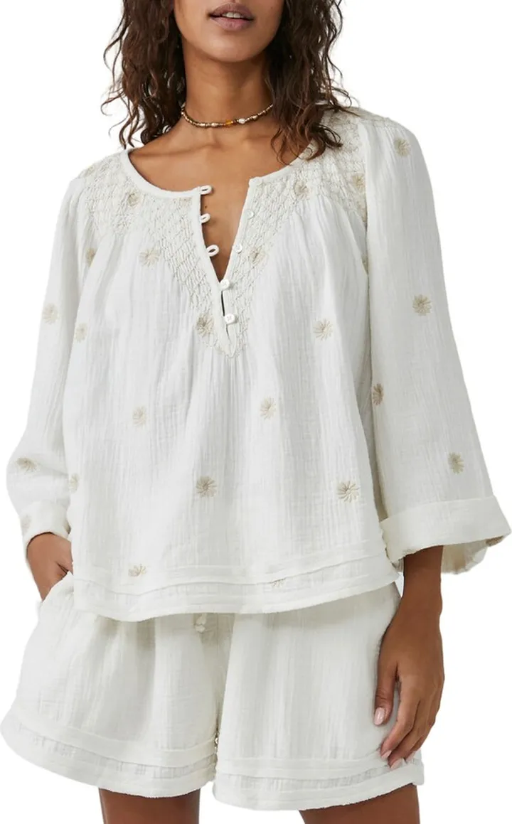 Aldous Embroidered Cotton Top & Shorts Set