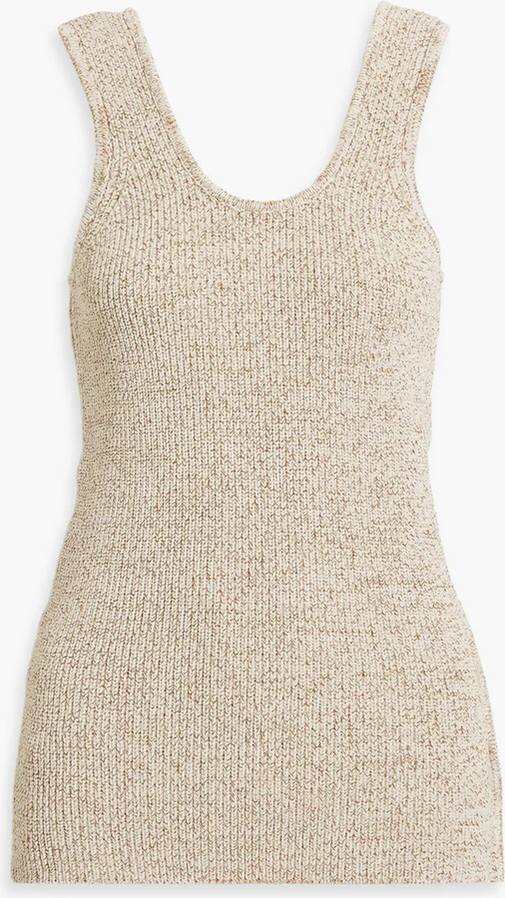 Zip-detailed ribbed-knit tank