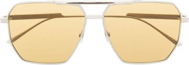 Silver-Tone Aviator-Style Sunglasses
