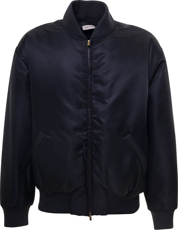 Black Zip Up Bomber Jacket In Polyamide Man